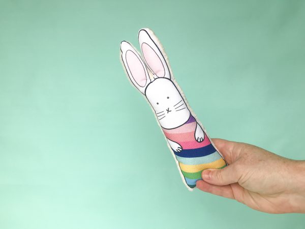 Rainbow stripes rabbit toy