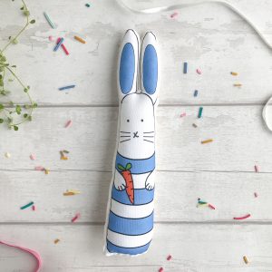 Blue striped bunny soft toy
